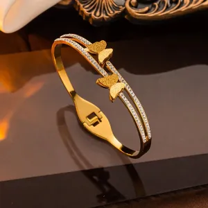 Gold Plated Butterfly Cuff Bracelet